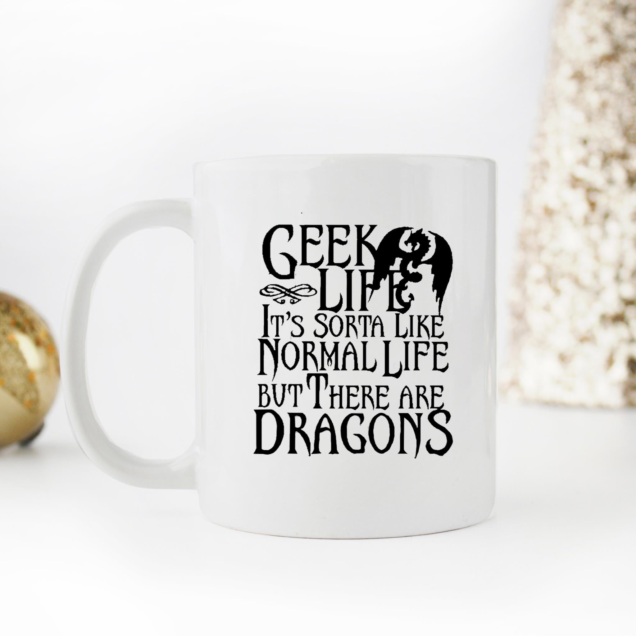 Skitongifts Funny Ceramic Novelty Coffee Mug Geek Life Its Like Normal Life Except With Dragons Gamer Dungeon Nerd IkyWrrz