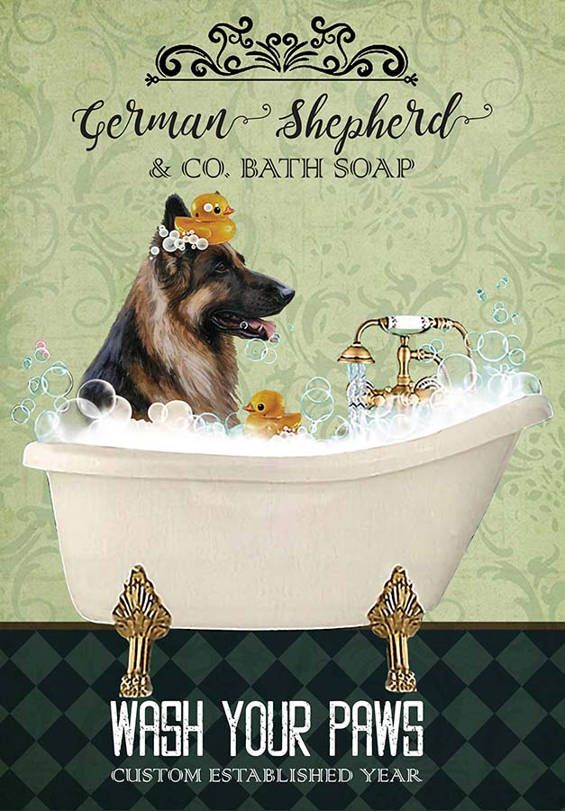 German Shepherd Dog In Bathtub Bath Soap Established Wash Your Paws TT0309