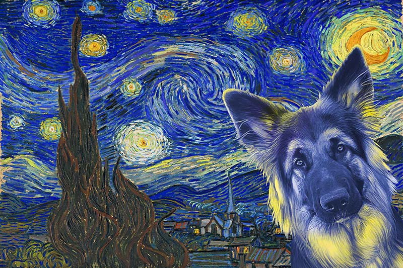 German Shepherd Dog Van Gogh Style Starry Night-TT0409