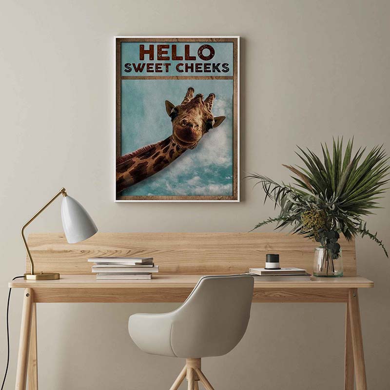 Skitongifts Wall Decoration, Home Decor, Decoration Room Giraffe Hello Sweet Cheeks TT1602