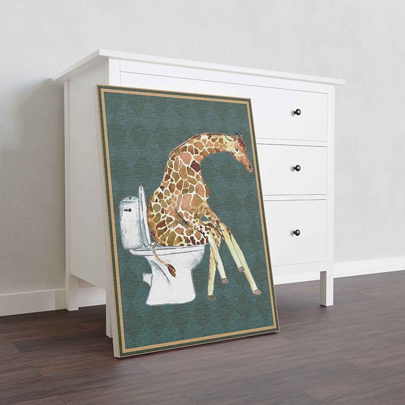 Skitongifts Wall Decoration, Home Decor, Decoration Room Giraffe Sitting On A Toilet-TT0510