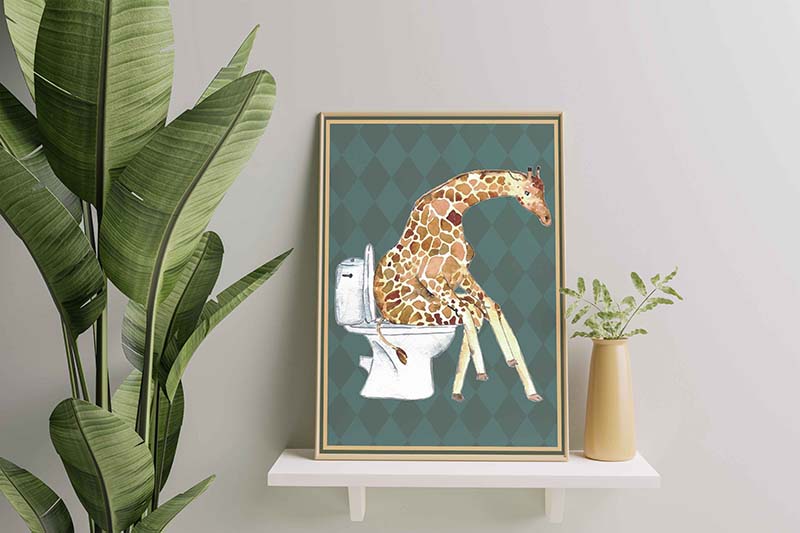 Skitongifts Wall Decoration, Home Decor, Decoration Room Giraffe Sitting On A Toilet-TT0510