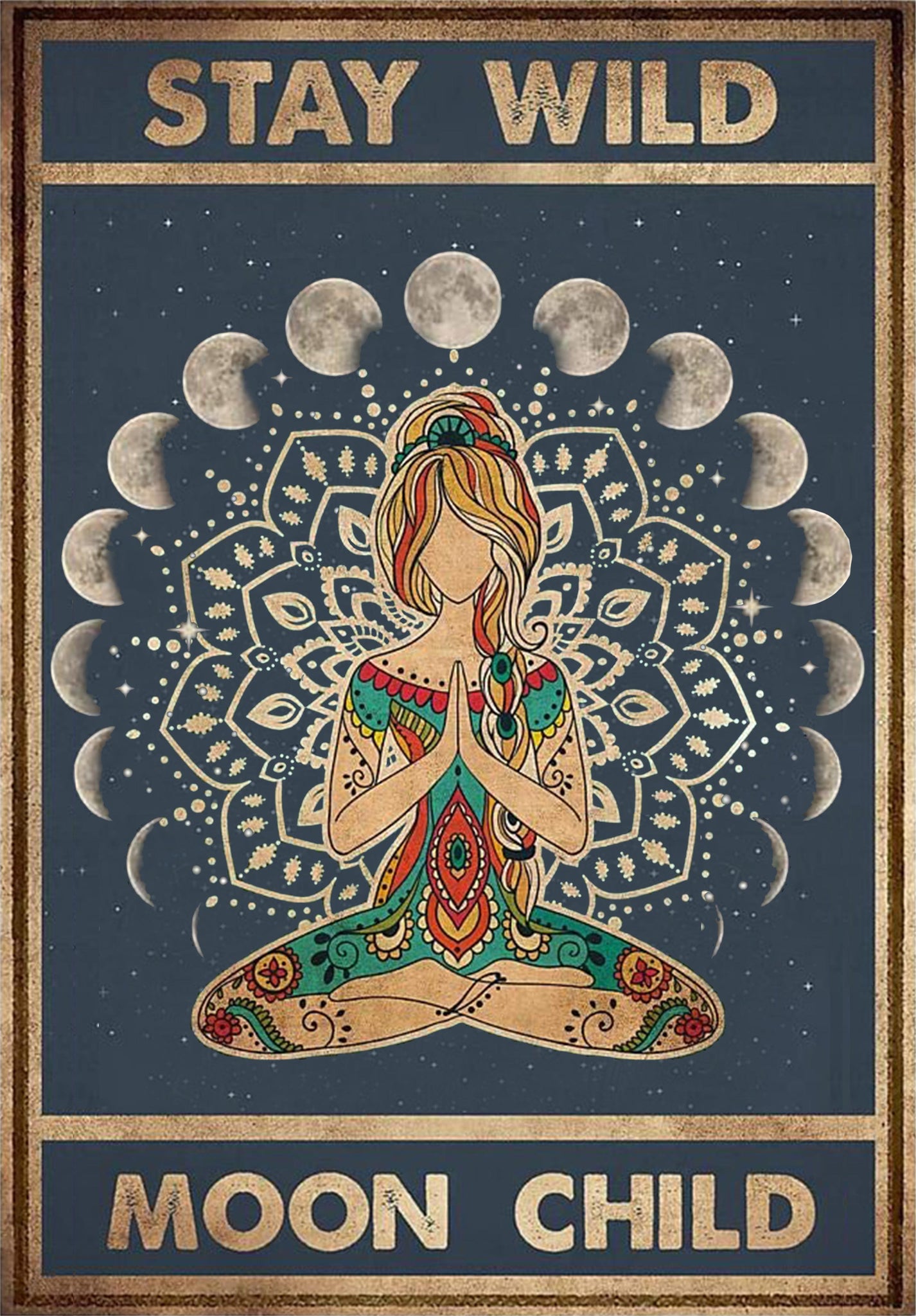 Girl Stay Wild Moon Child Vintage Retro Illustration Art-TT1008