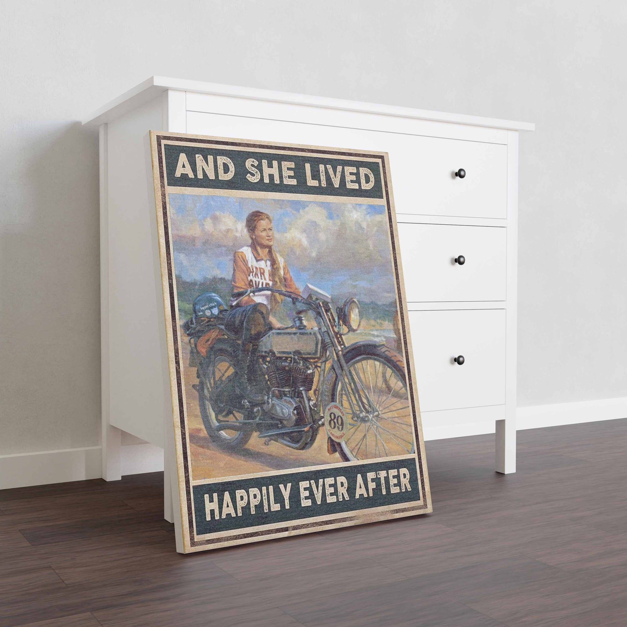 Girl With Her Motorcycle On Beach And She Lived Happily Ever After-TT0908