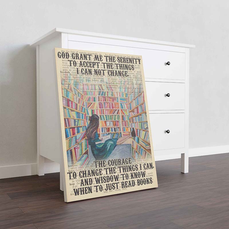 Skitongifts Wall Decoration, Home Decor, Decoration Room God Grant Me The Serenity to Accept The Things Reading Books Funny Christmas Gag Book Lover TT2109