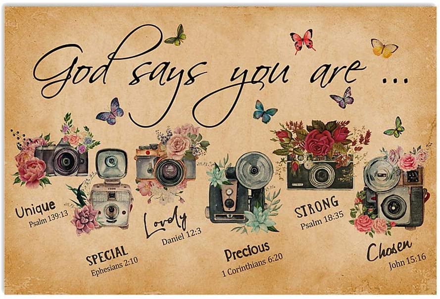 God Says You Are Unique Special Strong Flower Equipment Hobby Photography Camera Quote