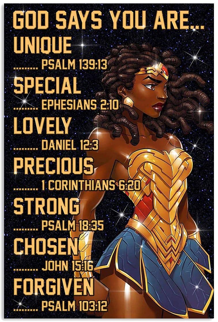 God Says You Are Unique Special Strong Motivation Quote Black Woman Heroein Golden