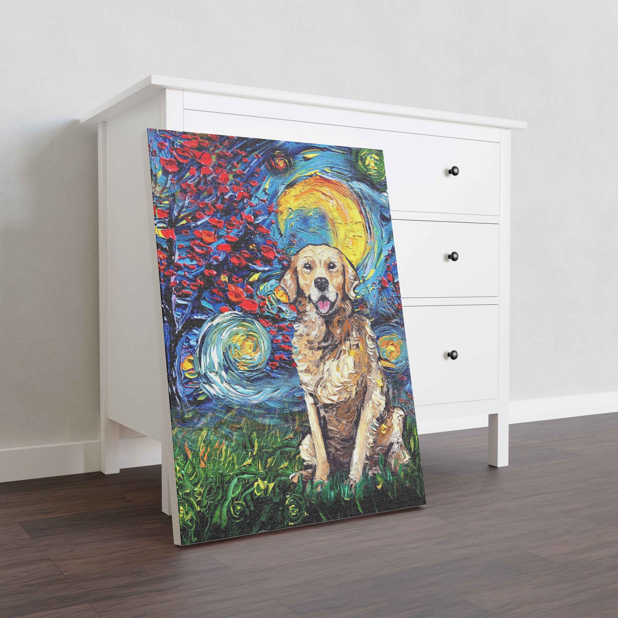 Skitongifts Poster No Frame, Wall Art, Home Decor Golden Retriever Dog Starry Night Style Halloween-TT1008