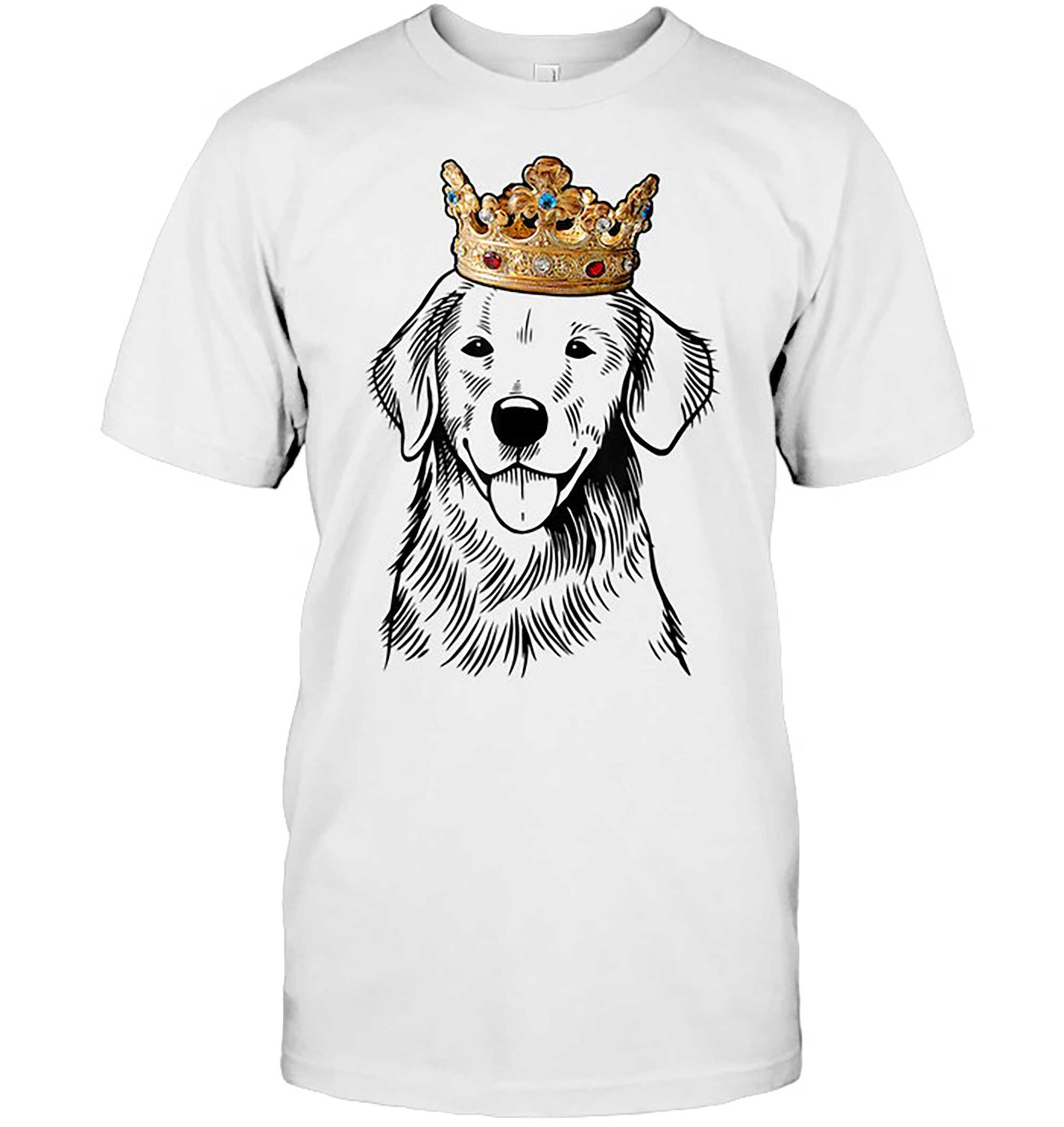 Skitongift-Golden-Retriever-Wearing-Crown-Funny-Shirts-Hoodie-Sweater-Short-Sleeve-Casual-Shirt