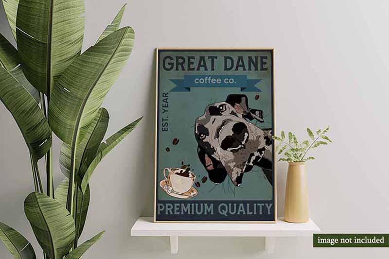 Great Dane Coffee Co Black Great Dane And Dalmatian Est 1965 Art MH0909