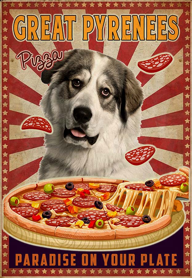 Great Pyrenees - Pizza Paradise On Your Plate-MH2109