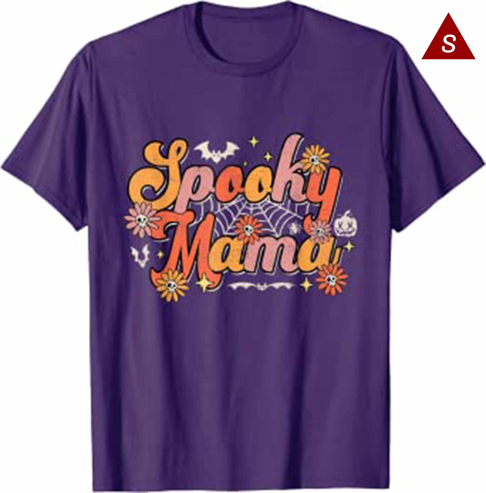 Skitongift Groovy Spooky Mama Retro Halloween Ghost Witchy Spooky Mom T Shirt