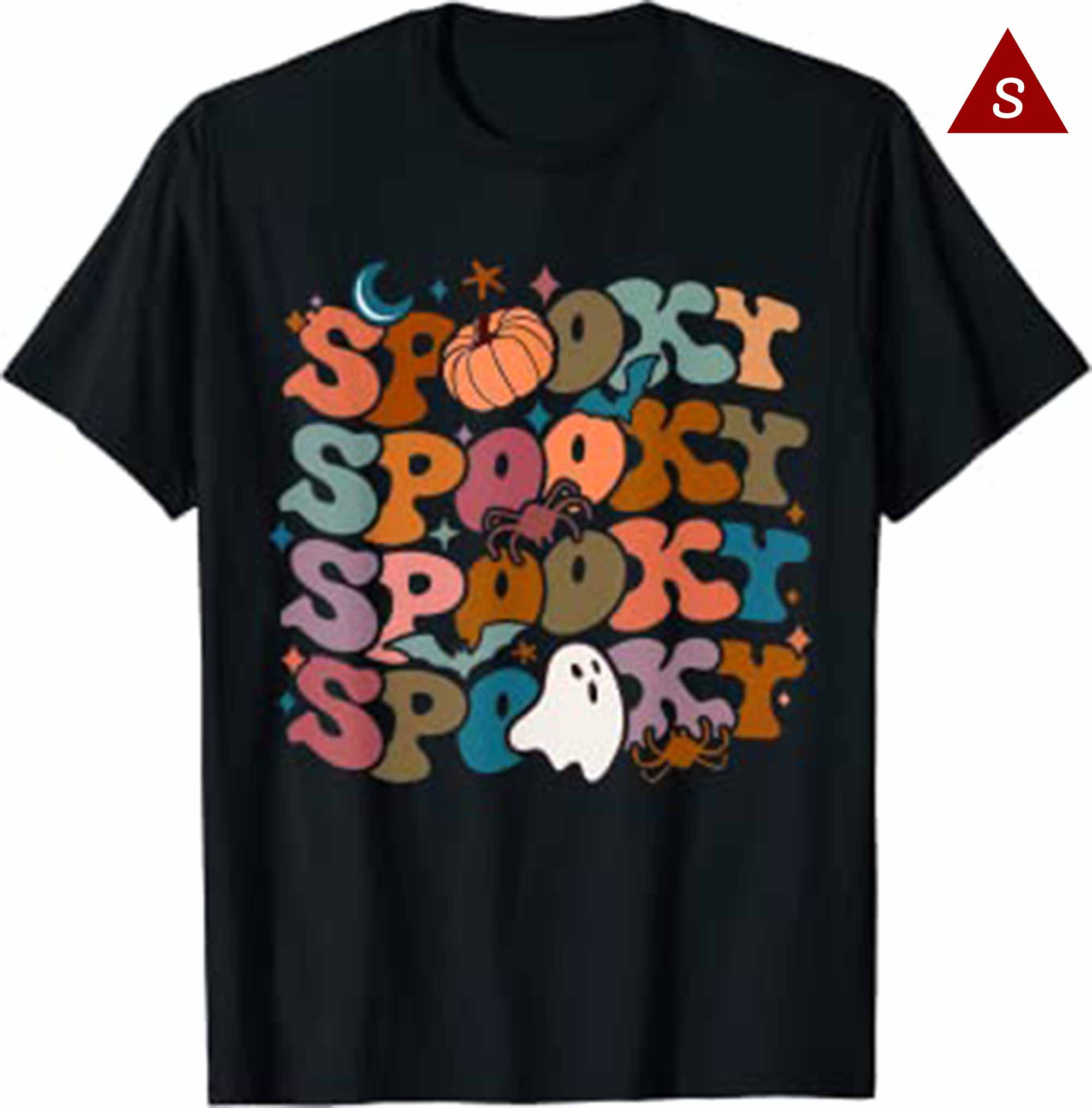 Groovy Spooky Vibes Vintage Floral Ghost Hippie Halloween T Shirt