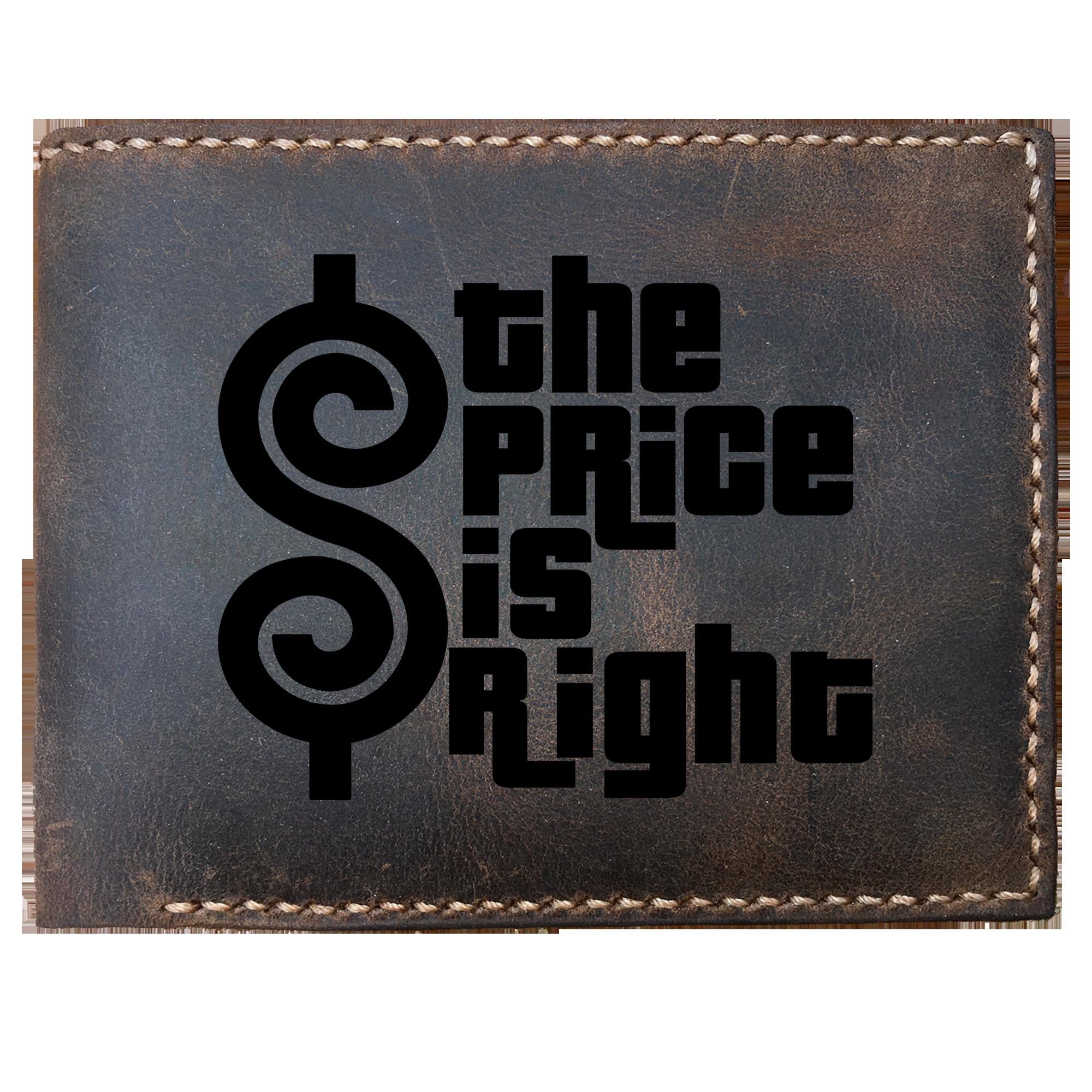 Skitongifts Funny Custom Laser Engraved Bifold Leather Wallet For Men, Guessing Price The Price Is Right