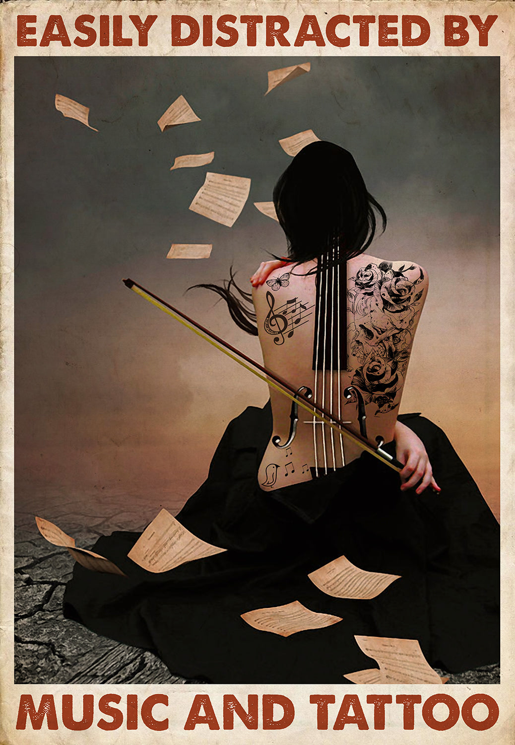 Guitar Easily Distracted By Music And Tattoo-MH1108