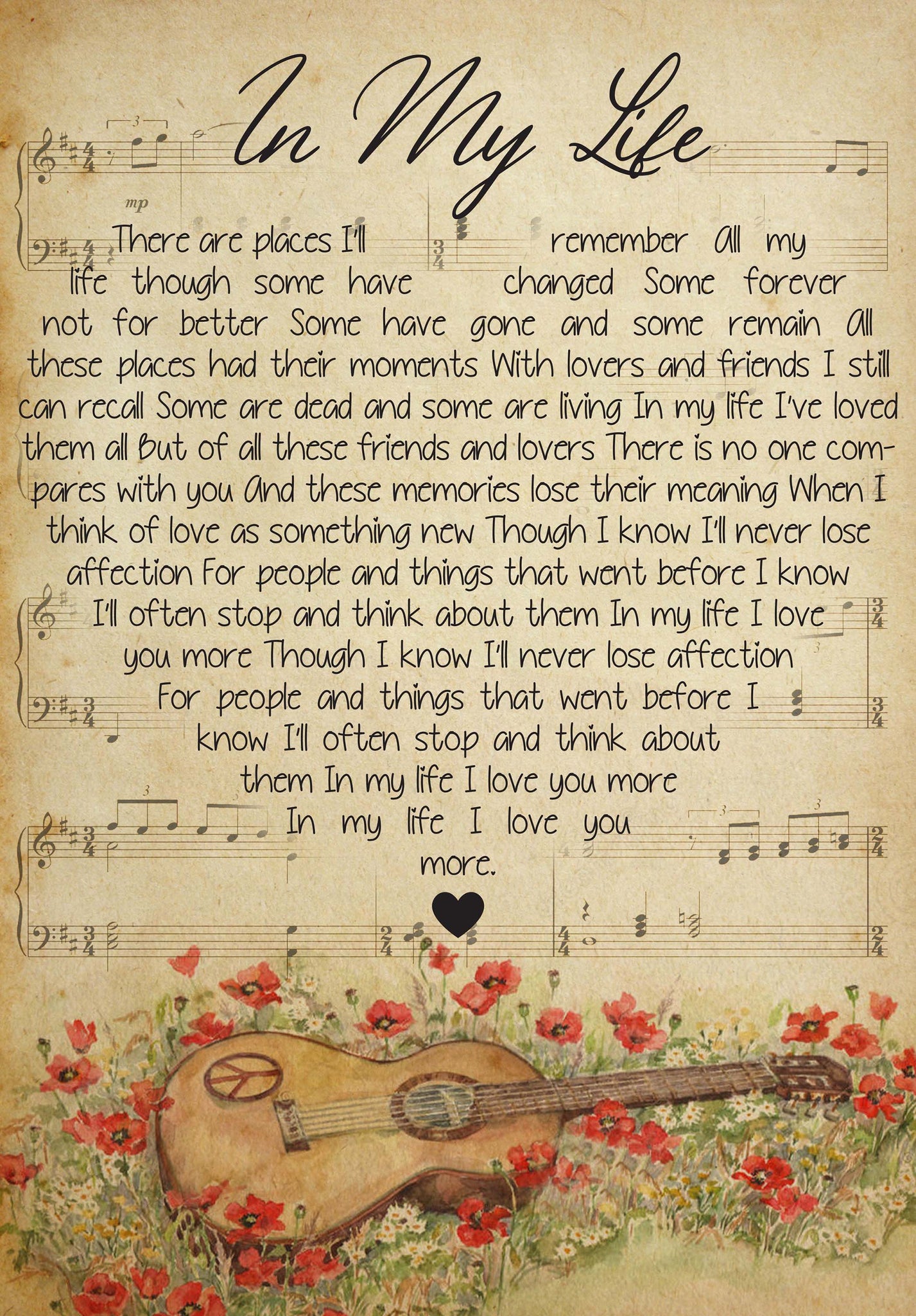 Guitar In My Life I Love You More Some Forever Not For Better The Song Lyric-TT1108