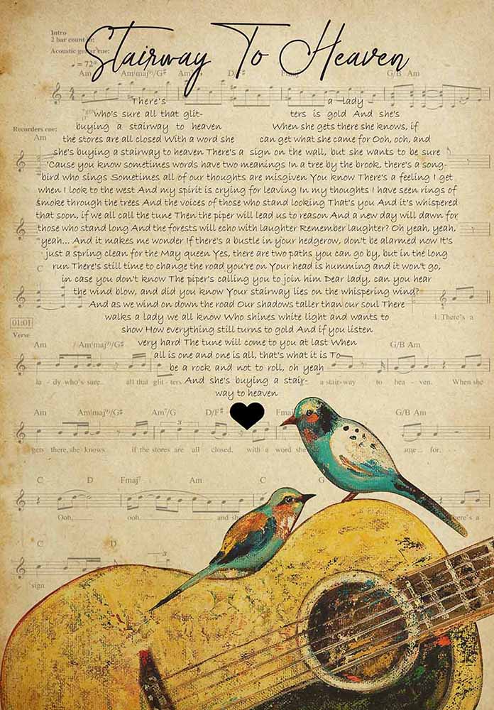Guitar Shaped Stairway To Heaven Lyrics Song-TT2308