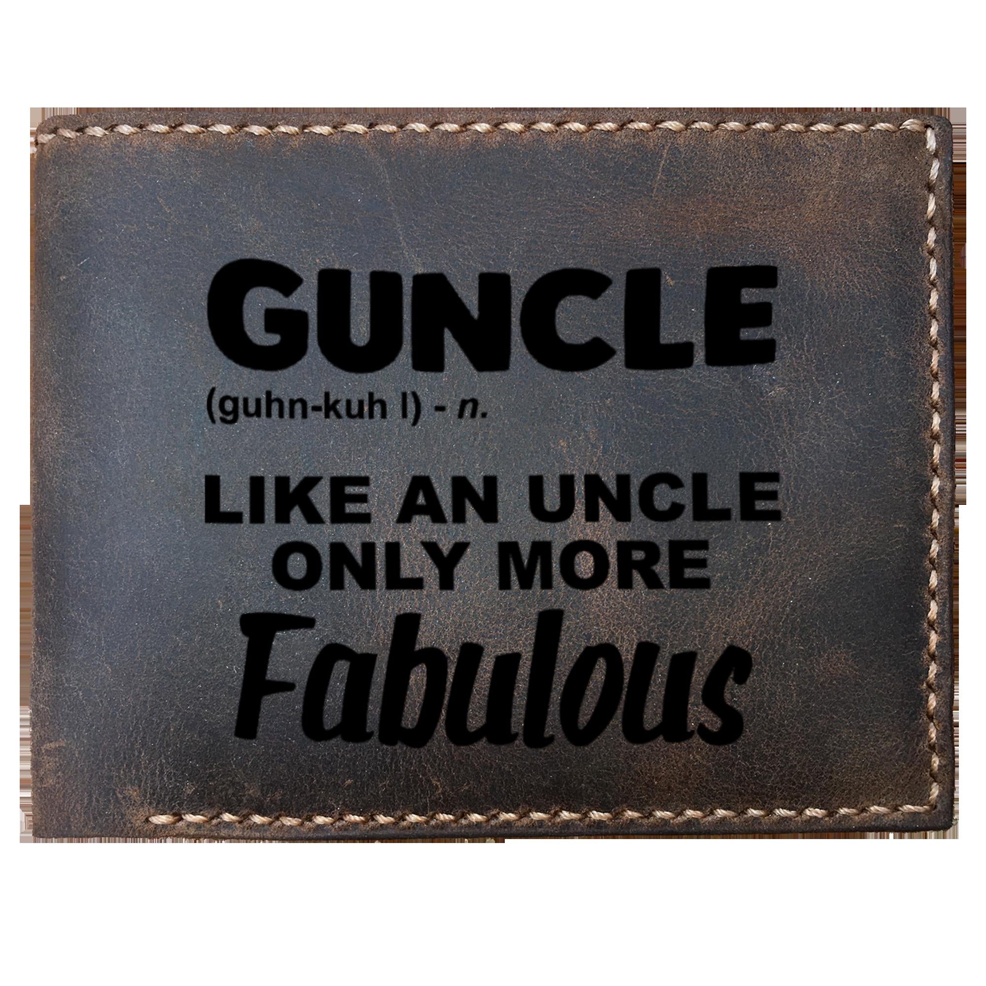 Skitongifts Funny Custom Laser Engraved Bifold Leather Wallet For Men, Guncle Fabulous Uncle Lgbt