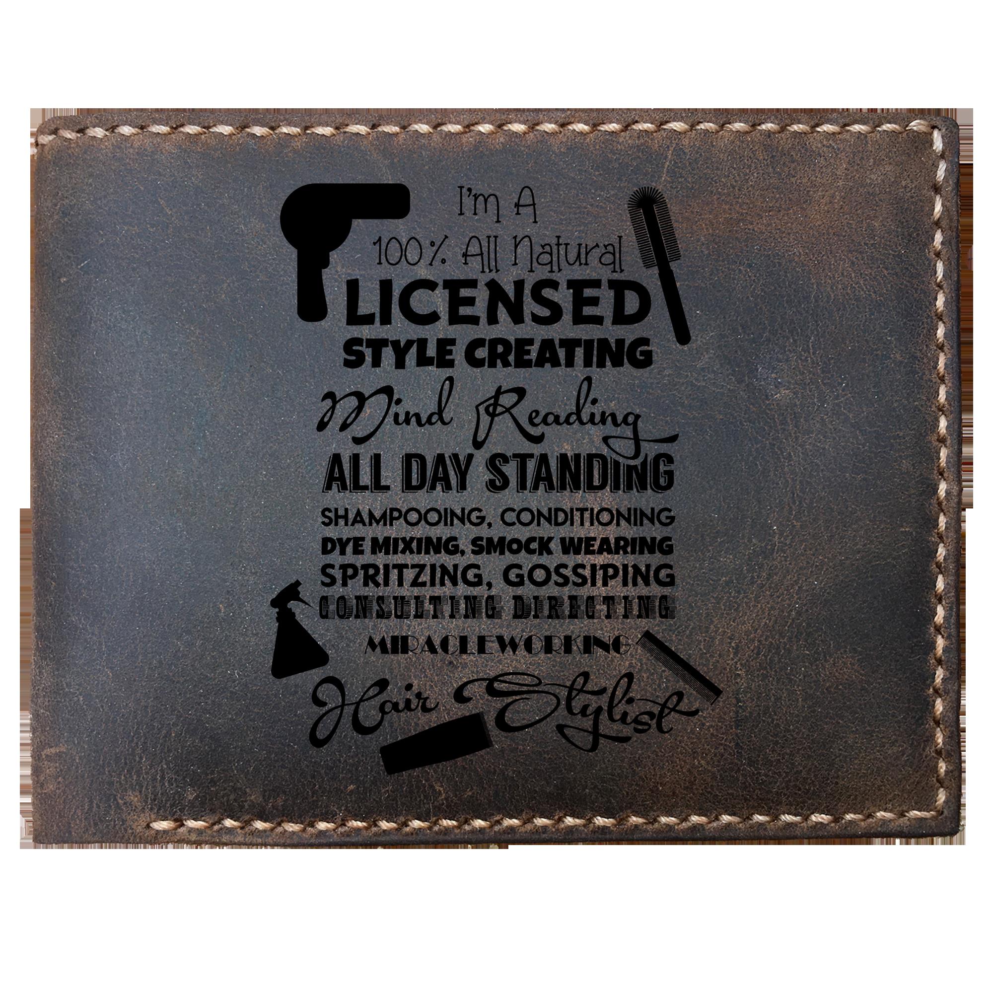 Skitongifts Funny Custom Laser Engraved Bifold Leather Wallet For Men, Hair Stylist Great For Any Hairdresser Hair Dresser