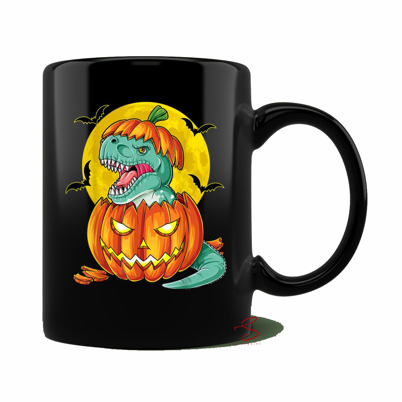 Skitongift Spooky Ceramic Novelty Coffee Mug Halloween Kids Pumpkasaurus Gift Mug