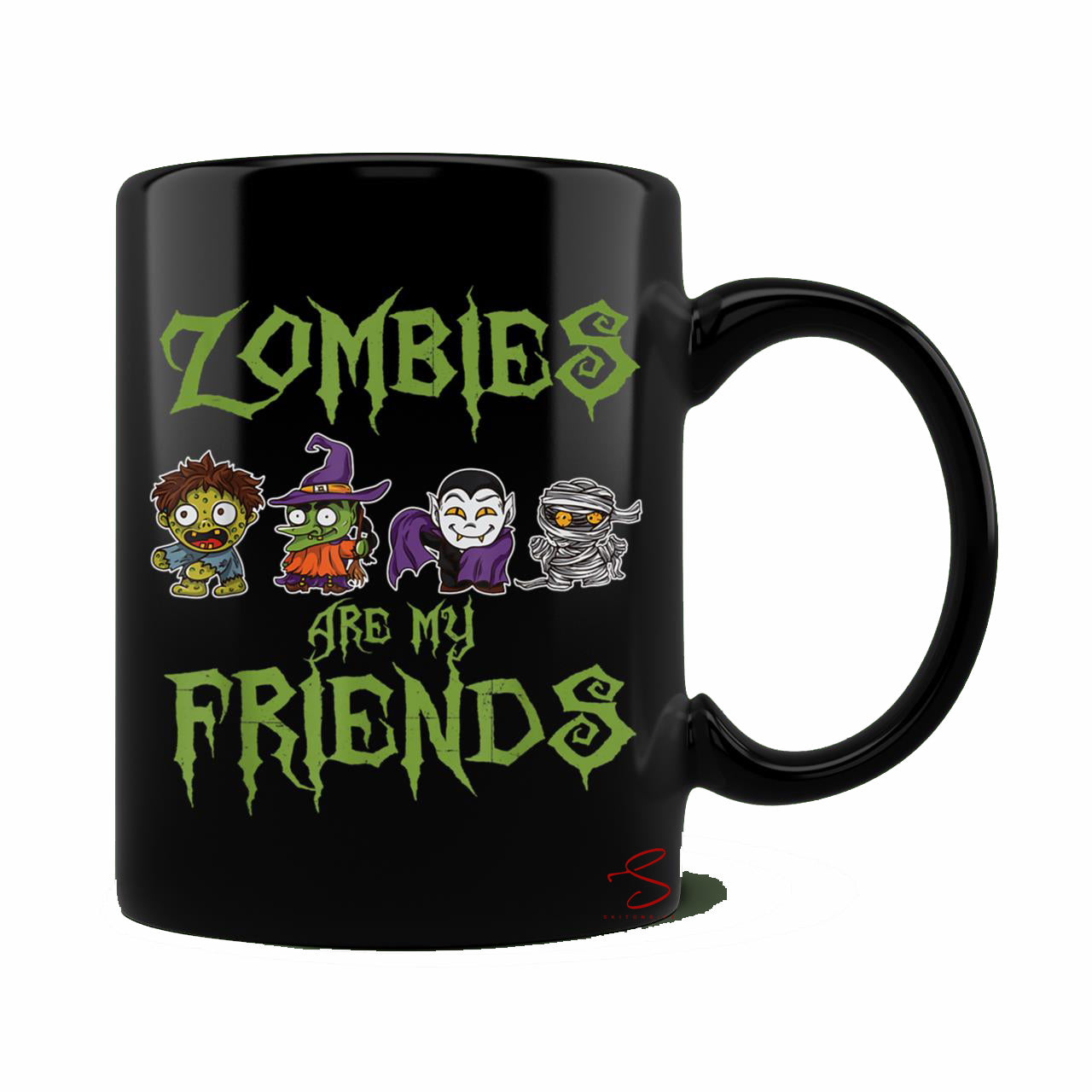 Skitongift Spooky Ceramic Novelty Coffee Mug Halloween Mug Zombies Are My Friends Funny Halloween