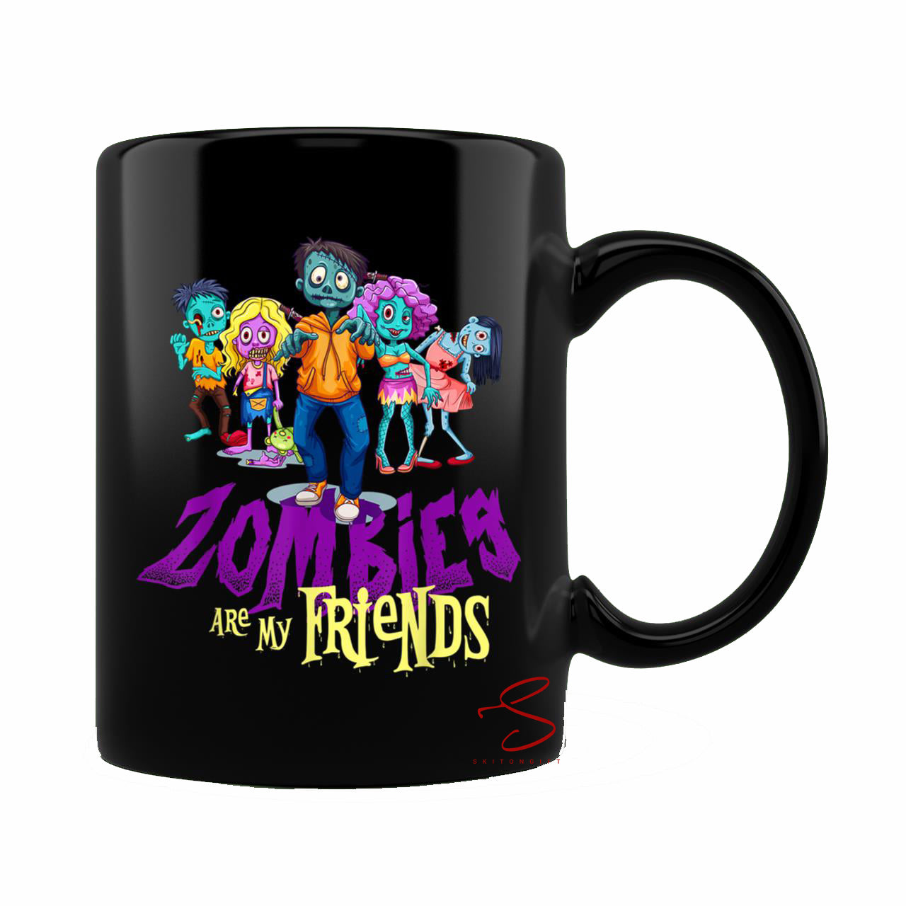 Skitongift Ceramic Novelty Coffee Mug Spooky Halloween Mug Zombies Are My Friends