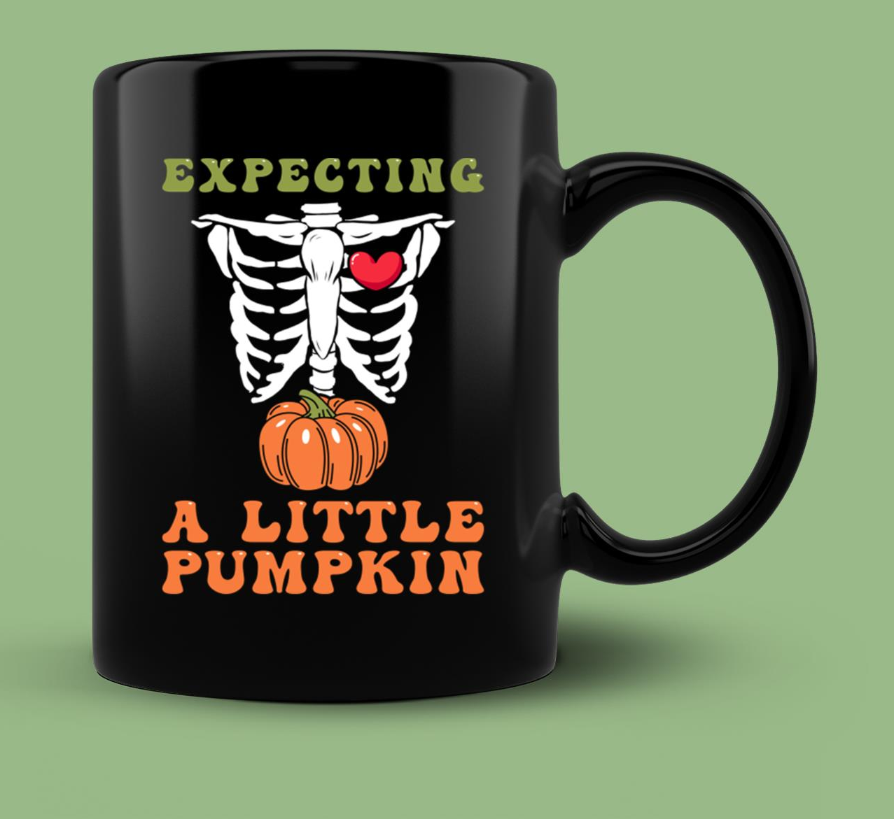 Skitongift Ceramic Novelty Coffee Mug Halloween Pregnancy Mug Expecting Pumpkin Funny Halloween Maternity Announcement