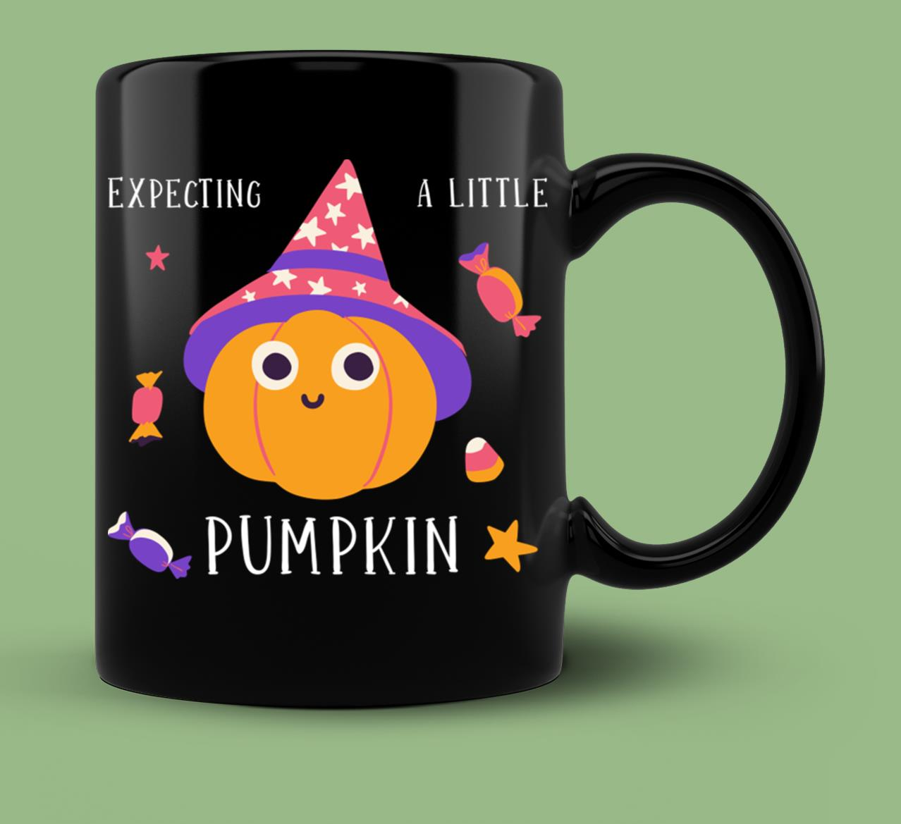 Skitongift Ceramic Novelty Coffee Mug Halloween Pregnancy Mug Expecting Pumpkin Halloween Maternity Announcement