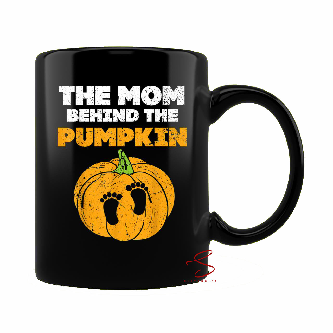 Skitongift Spooky Ceramic Novelty Coffee Mug Halloween Pregnancy Mug Pregnancy Costume For Mom Expecting Pumpkin