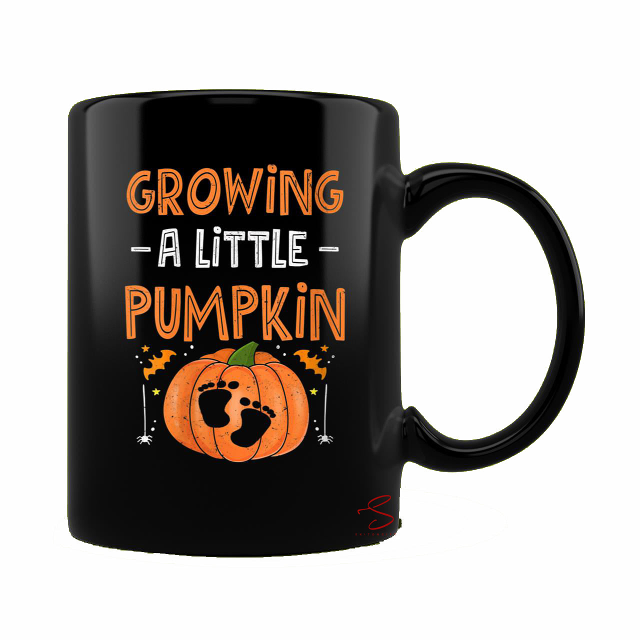 Skitongift Spooky Ceramic Novelty Coffee Mug Halloween Pregnancy Mug Womens Growing Little Pumpkin Halloween Pregnancy Expecting New Mom