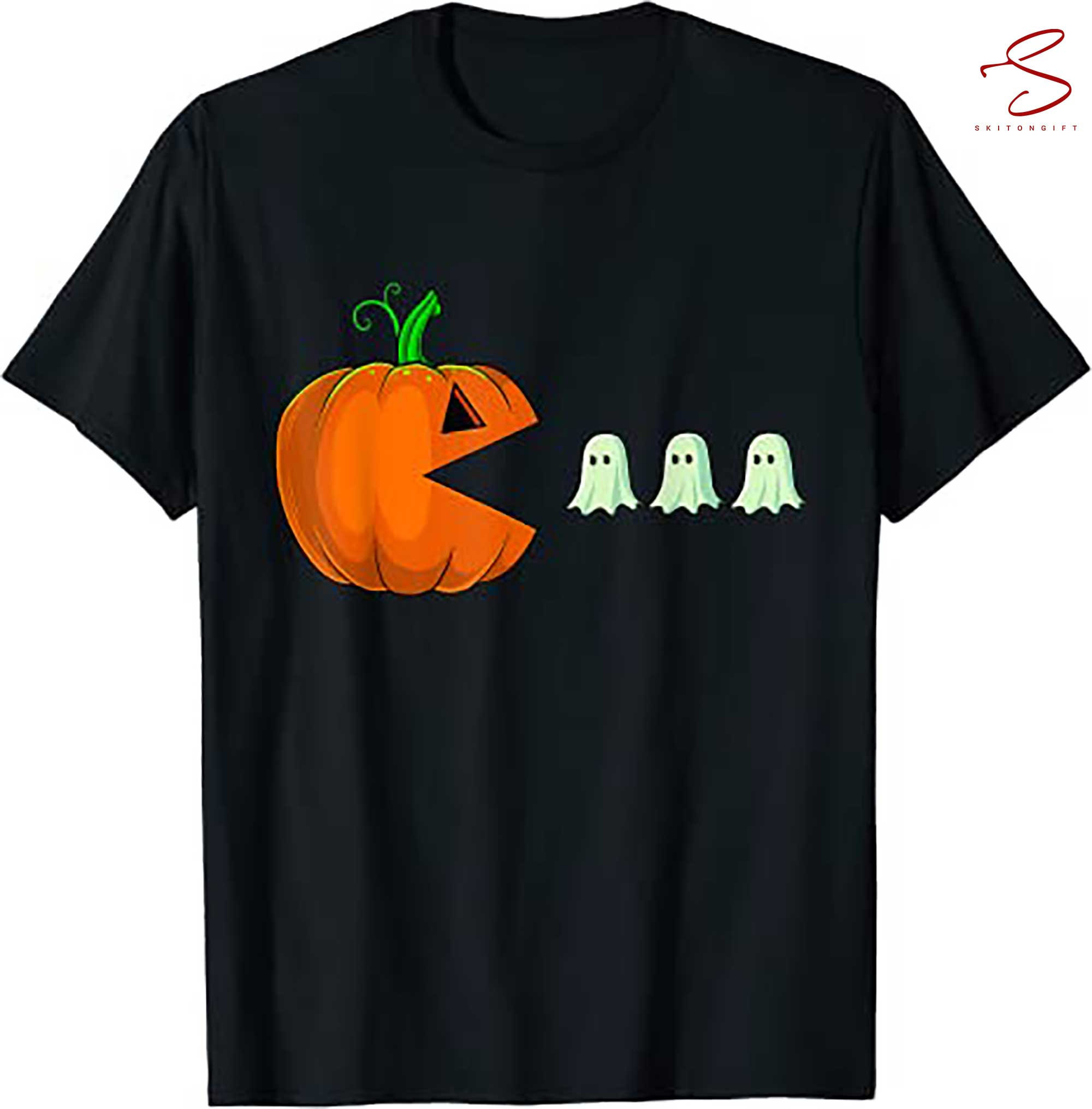Skitongift Halloween Pumpkin Funny Ghosts Boys Kids Women Men T Shirt