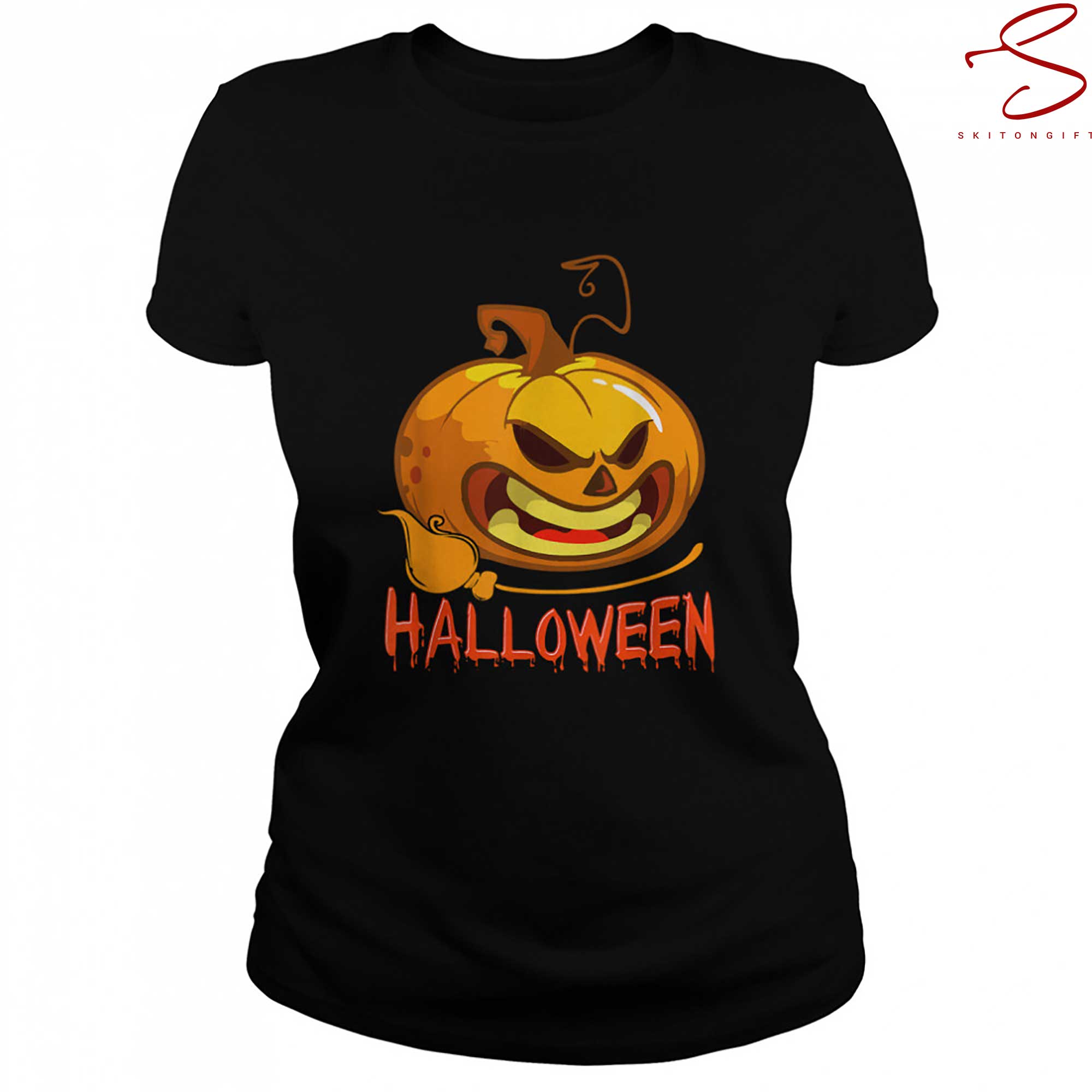 Skitongift Halloween Pumpkin Witch Shirt Scary Happy Halloween T Shirt