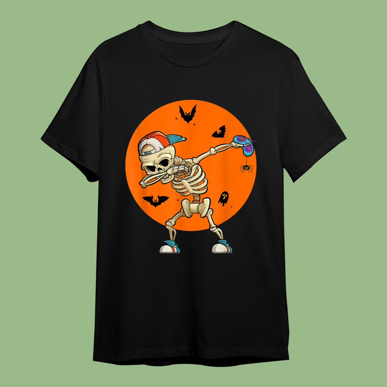 Skitongift Halloween Skeleton Gamer T-Shirt