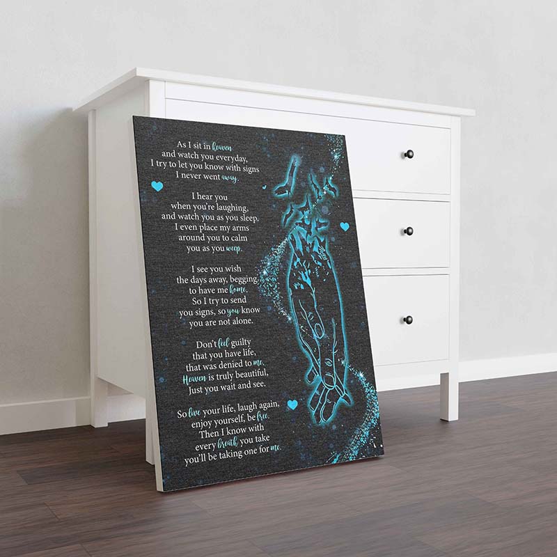 Skitongifts Wall Decoration, Home Decor, Decoration Room Hand As I Sit In Heaven Bereavement-TT2812