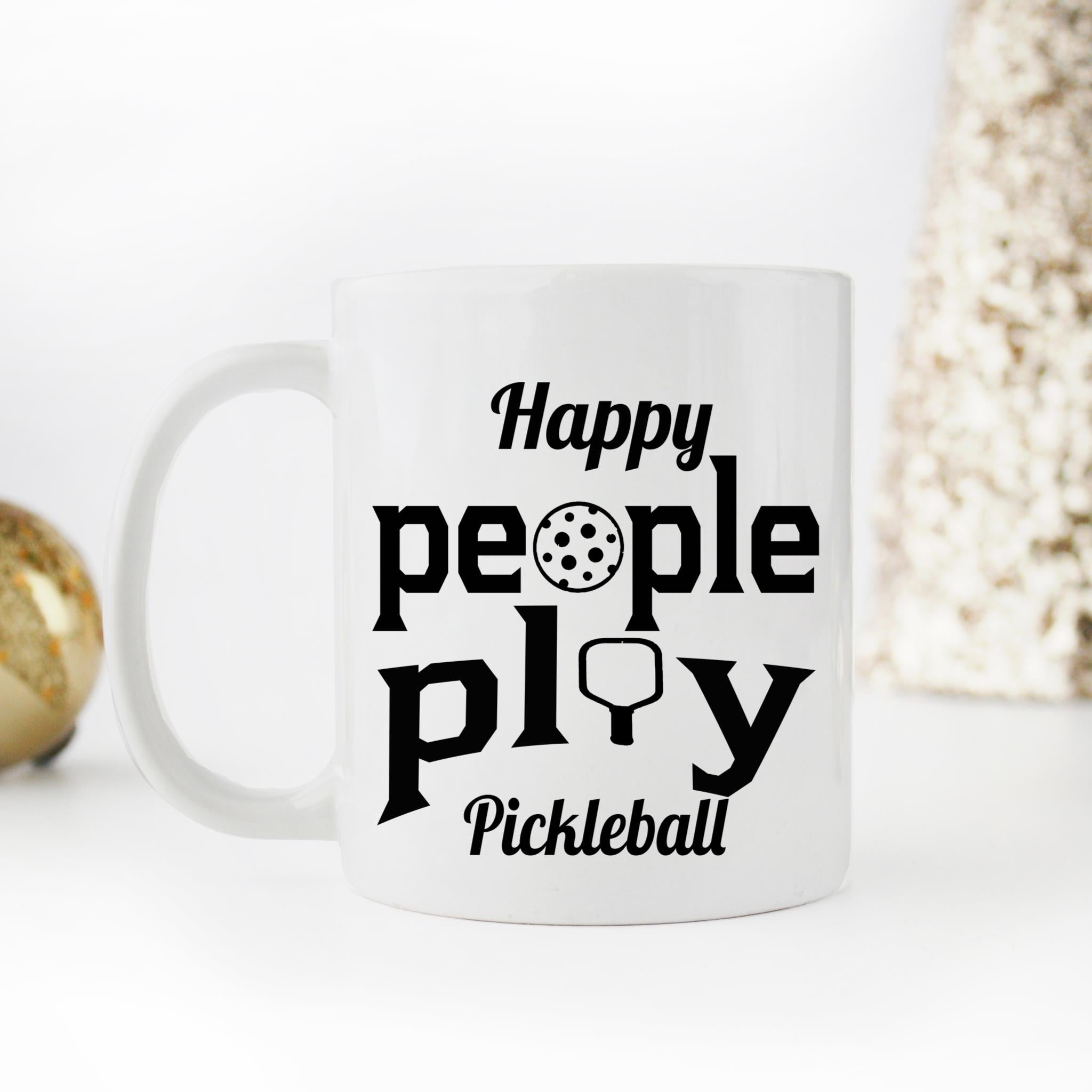 Skitongifts Coffee Mug Funny Ceramic Novelty Happy People Play Pickleball zqRmyT7