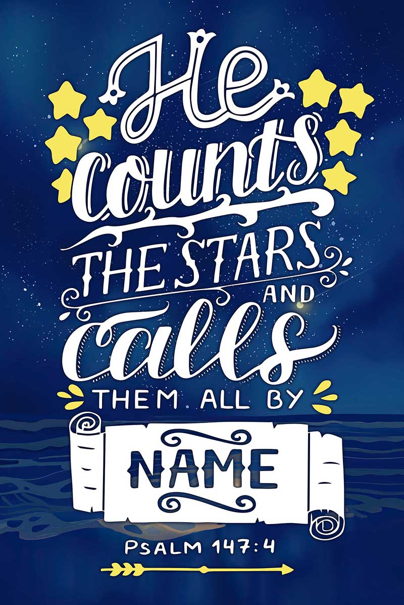 Skitongift Wall Decoration, Home Decor, Decoration Room He Counts The Stars And Calls Them All By Name Poster Decor Psalm 1474 TTK1108