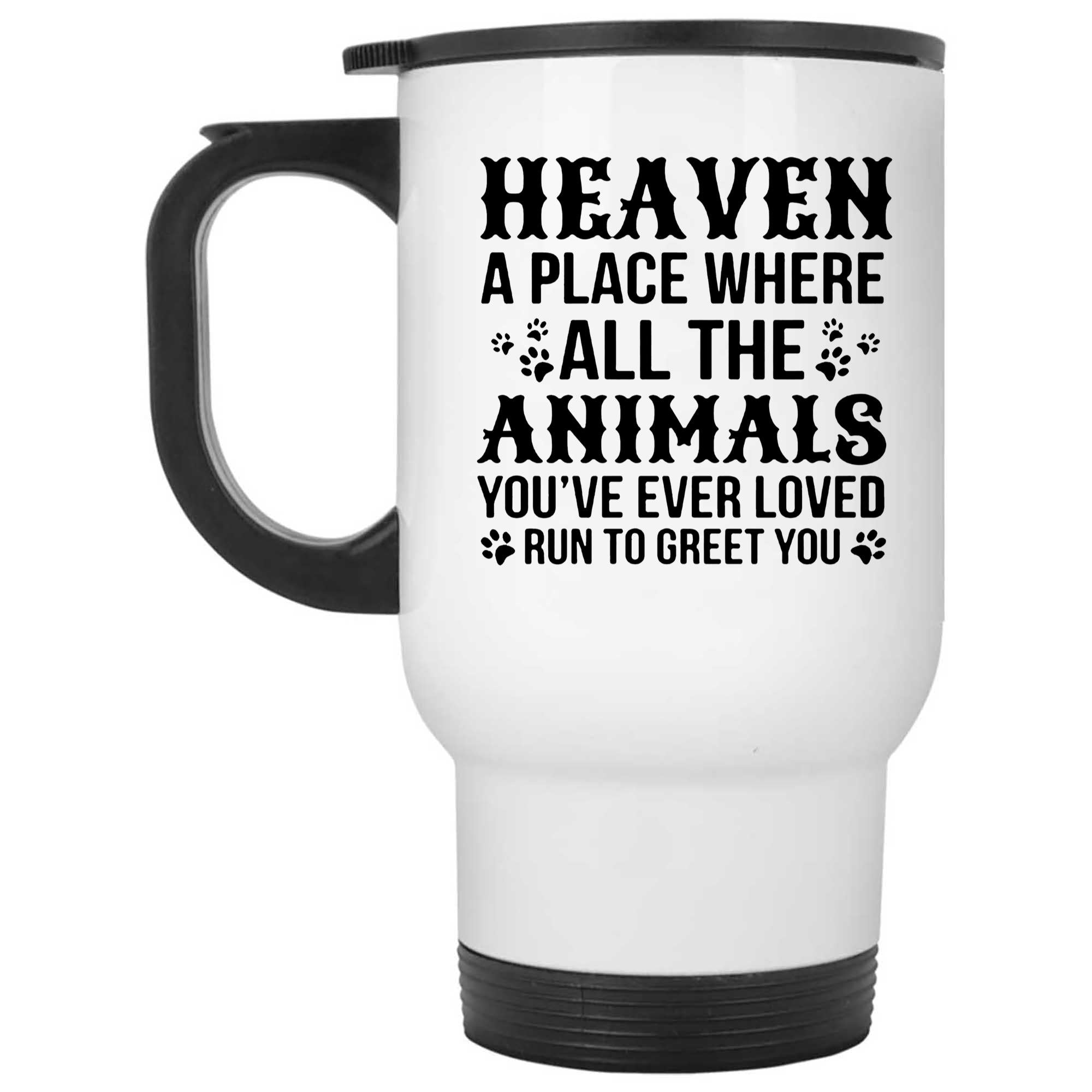 Skitongifts Funny Ceramic Novelty Coffee Mug Heaven Place Where All The Animals Youve Ever Loved Run To You maOk2Im