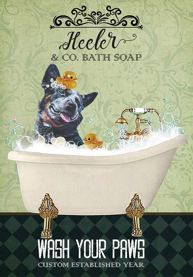 Heeler Dog In Bathtub Bath Soap Established Wash Your Paws TT0309