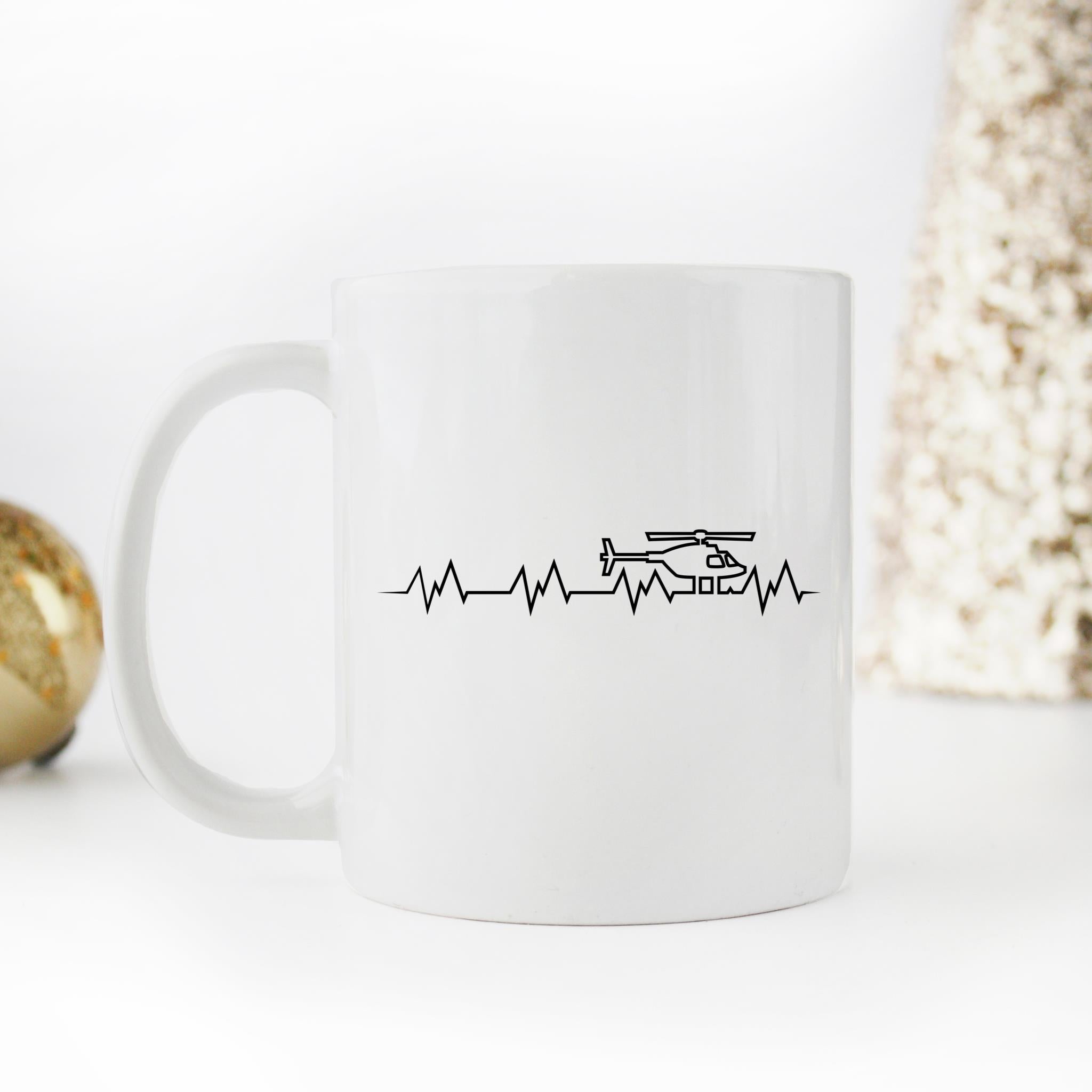 Skitongifts Funny Ceramic Novelty Coffee Mug Helicopter Heartbeat, Helicopter Pilot oxaDvPw