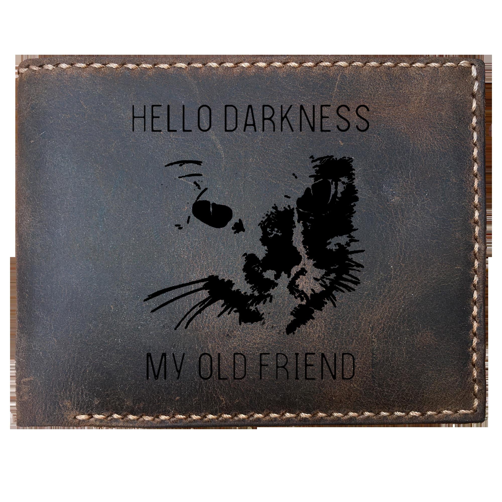 Skitongifts Funny Custom Laser Engraved Bifold Leather Wallet For Men, Hello My Old Friend