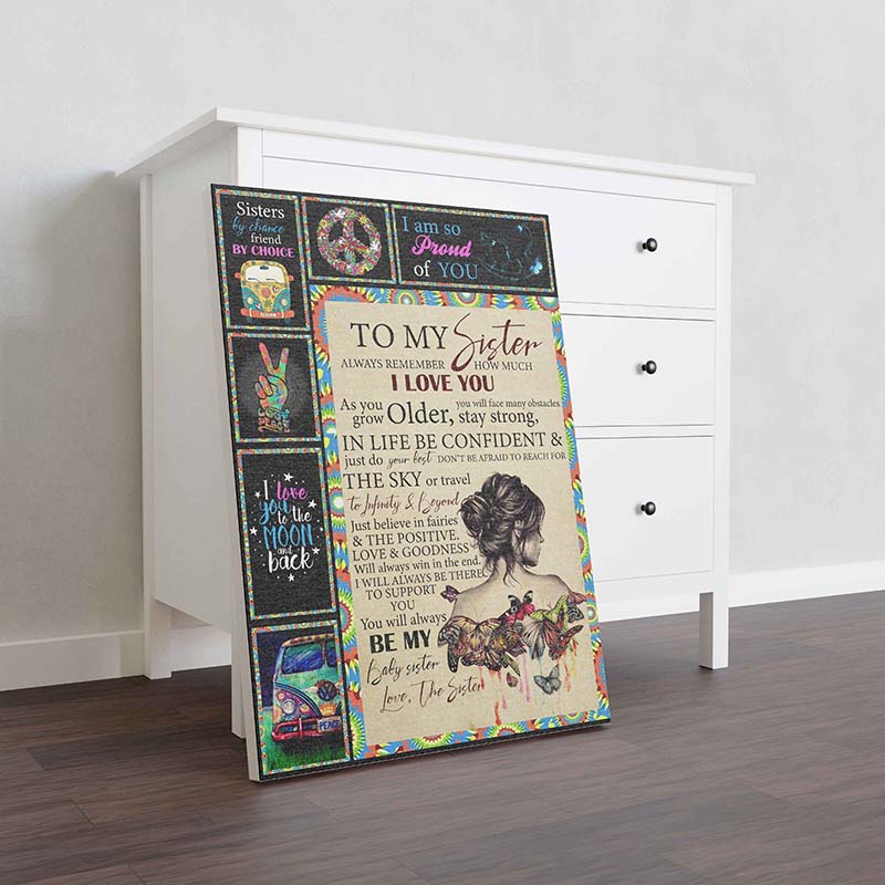 Skitongifts Wall Decoration, Home Decor, Decoration Room Hippie To My Sister Be My Baby Sister-TT0112