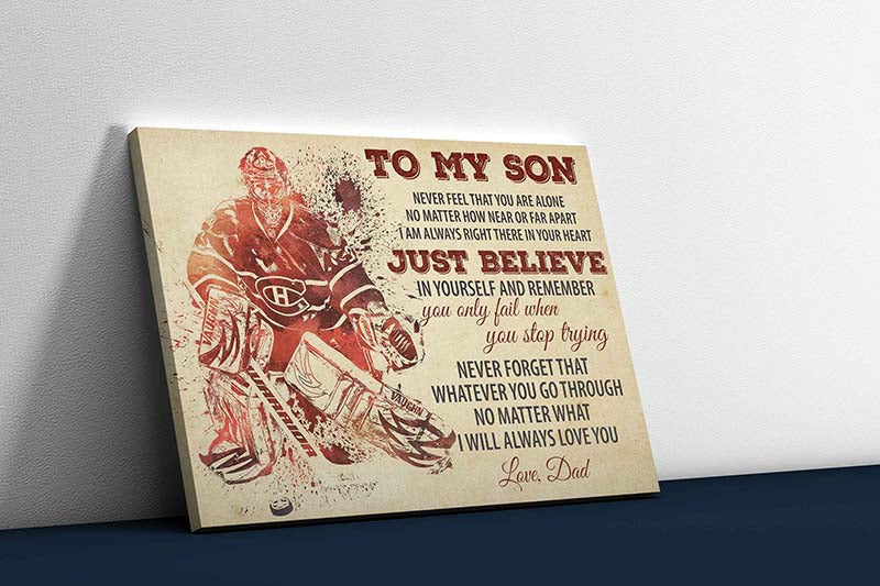 Skitongifts Wall Decoration, Home Decor, Decoration Room Hockey - Dad To Son - Never Feel That You Are Alone-TT0704