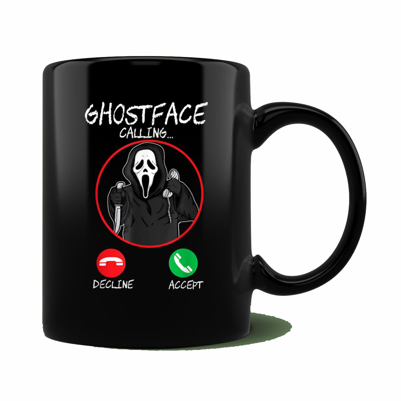 Skitongift Spooky Ceramic Novelty Coffee Mug Holiday Halloween Ghost Face Calling Mug