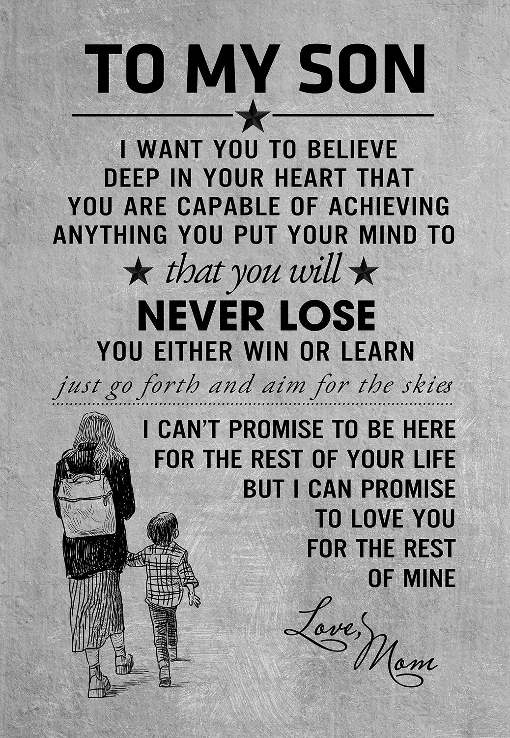 to My Son Poster, Son Gift from Mom, Never Lose You Either Win Or Learn