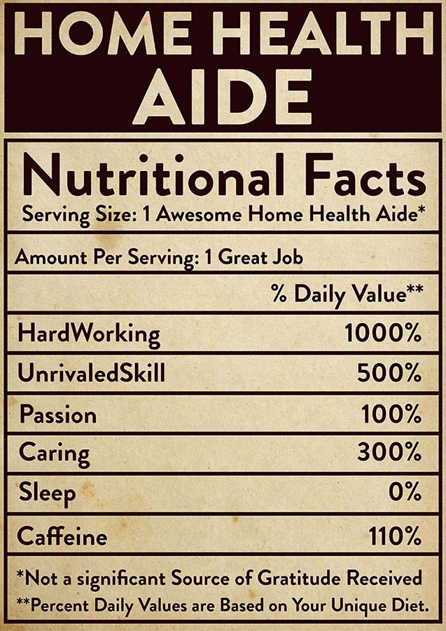 Home Health Aide Nutritional Facts Label-TT0410