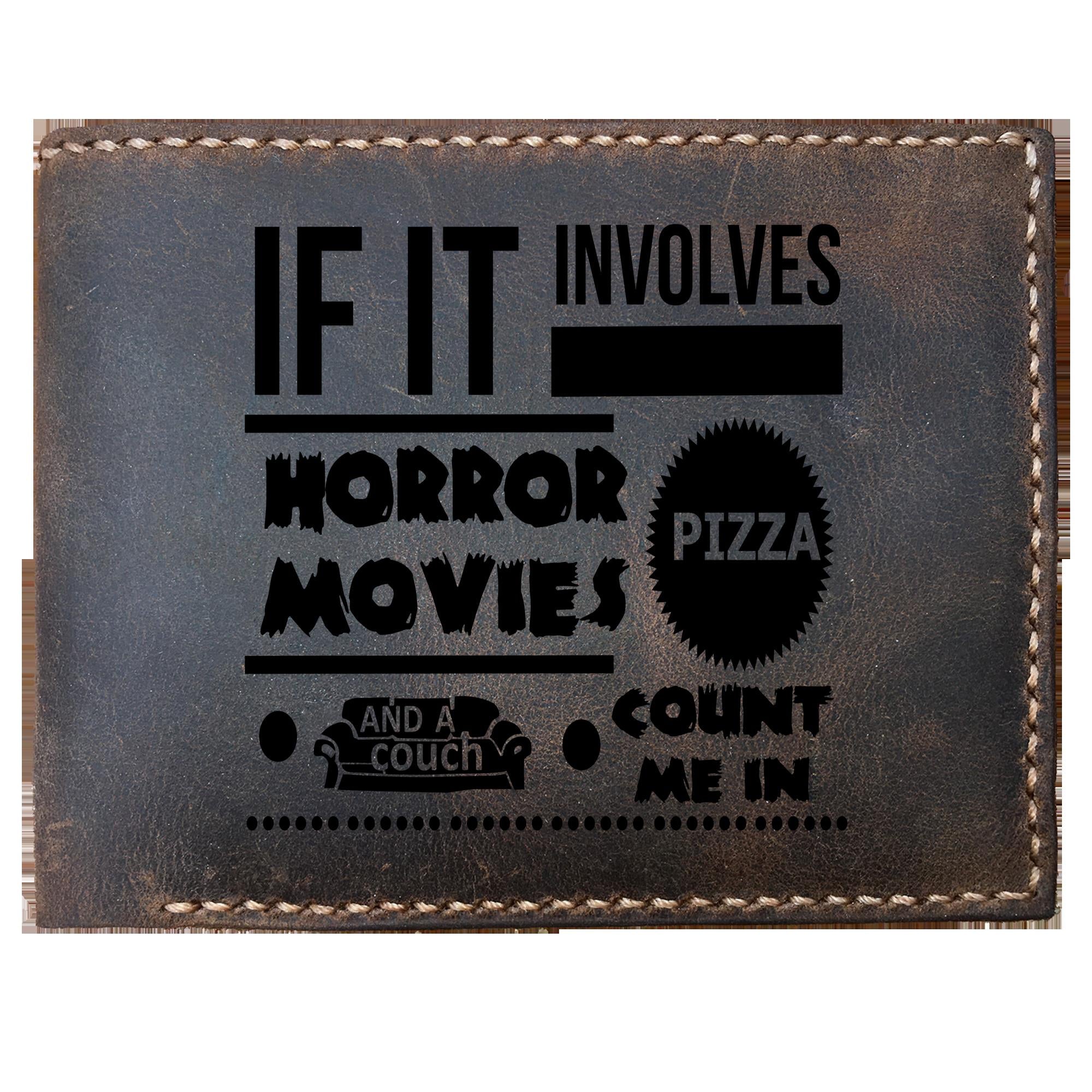 Skitongifts Funny Custom Laser Engraved Bifold Leather Wallet For Men, Horror Movies Best Halloween Ever For Who Likes Horror