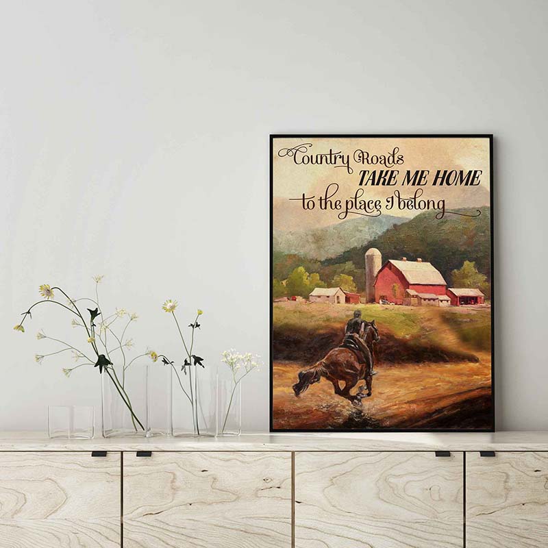 Skitongifts Wall Decoration, Home Decor, Decoration Room Horse Country Roads Take Me Home To The Place I Belong TT0703