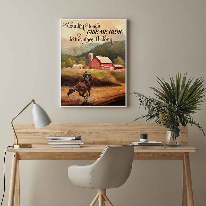Skitongifts Wall Decoration, Home Decor, Decoration Room Horse Country Roads Take Me Home To The Place I Belong TT0703
