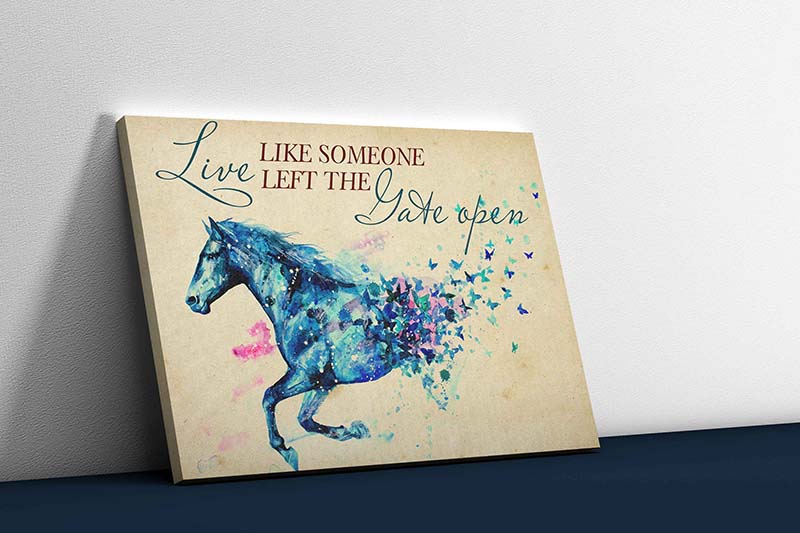 Skitongifts Wall Decoration, Home Decor, Decoration Room Horse Live Like Someone Left The Gate Open-TT2201