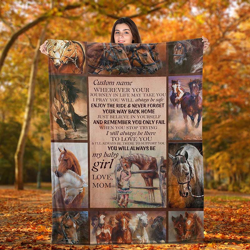 Skitongifts Blanket For Sofa Throws, Bed Throws Horse Mom To My Daughter Always Be Safe-TT2712